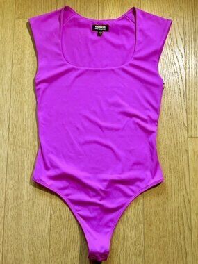 Express Pink Square Neck Compression Bodysuit NWT - Size S